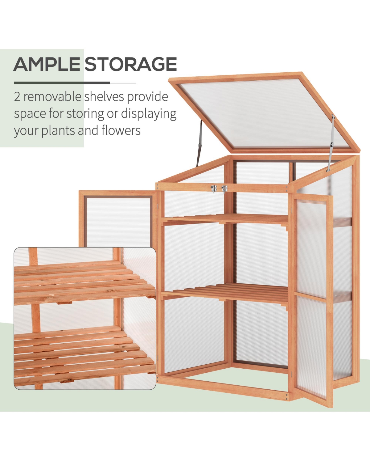 Streamdale Furniture Wooden Cold Frame Small Mini Greenhouse Cabinet for Outdoor and Indoor, 30