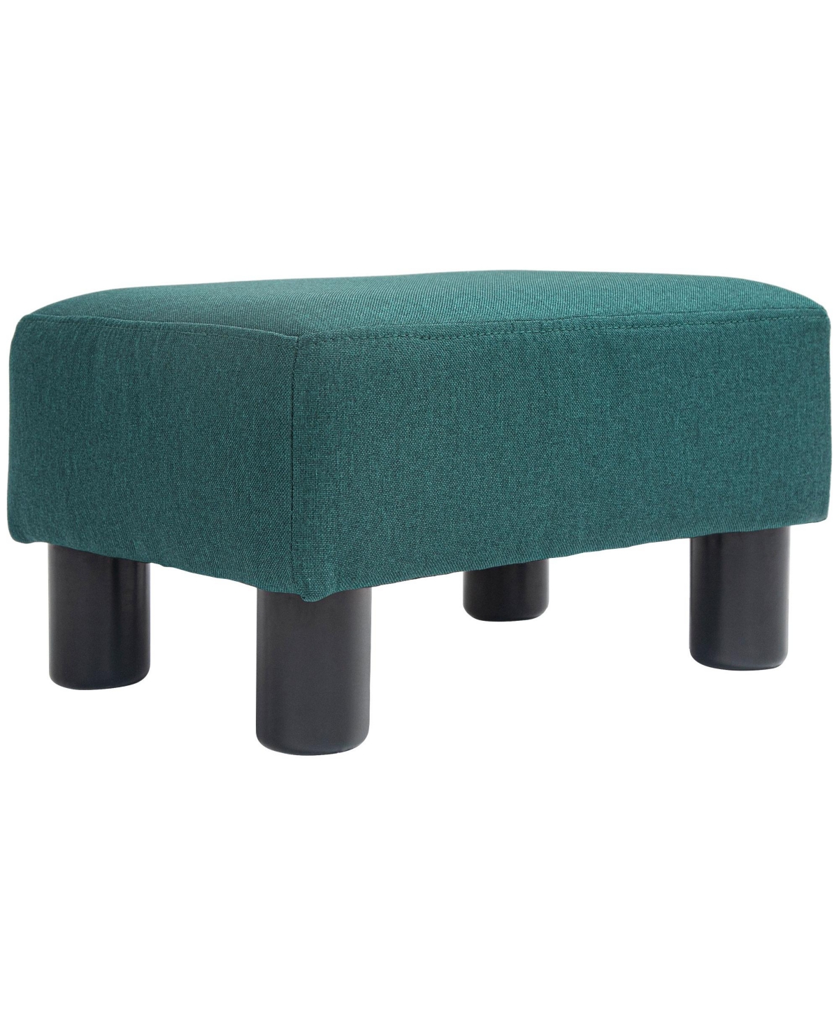 Streamdale Furniture Ottoman Foot Rest, Small Foot Stool with Linen Fabric Upholstery and Plastic Legs, Cube Ottoman for Living Room,- Green