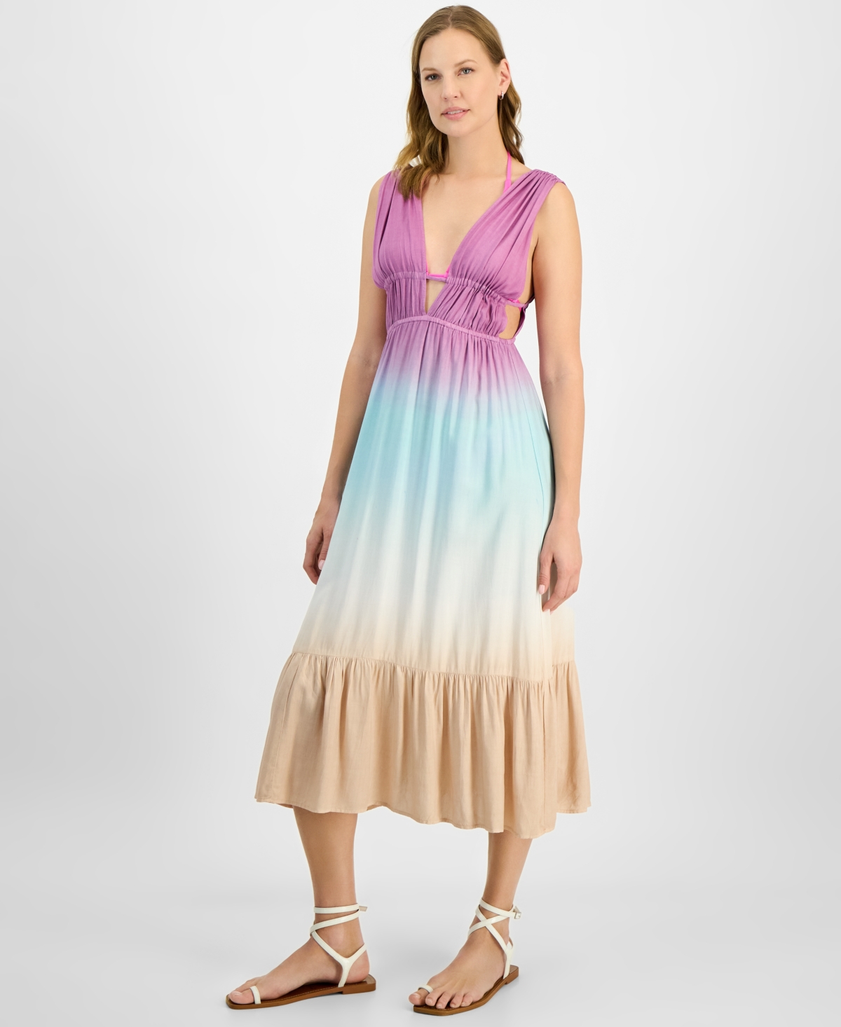 Women's Sleeveless Ombre Maxi Dress Cover-Up - Purple Ombre