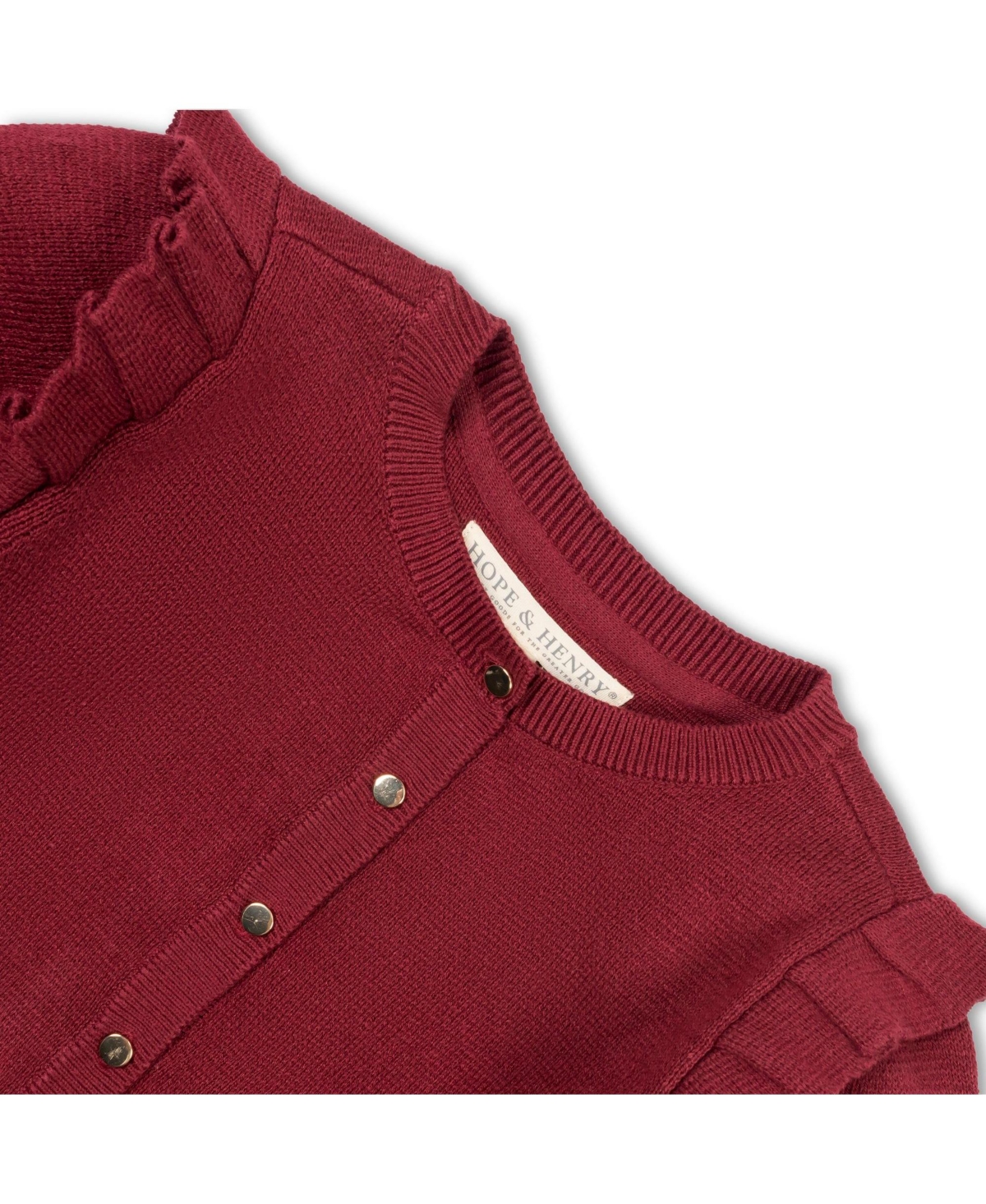 Hope & Henry Girls Organic Milano Ruffle Shoulder Cardigan