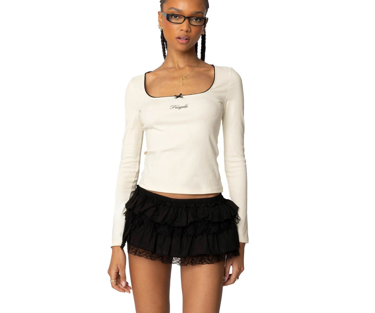 Edikted Women's Fragile Square Neck Top