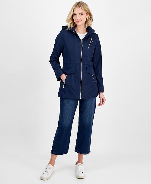 alfani MICHAEL Michael Kors Women's Hooded Water-Resistant Anorak Coat Women's Fashion Shoes & Accessories