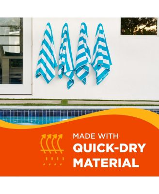 Striped Towel - Absorbent, 100% Cotton Towels - Oversized Towels for Beach Essentials - Quick-Dry Swimming Towels - Soft Towels with Striped Design - 32" x 62", Turquoise (4 Pack)