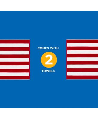 Striped Towel - Absorbent, 100% Cotton Towels - Oversized Towels for Beach Essentials - Quick-Dry Swimming Towels - Soft Towels with Striped Design - 32" x 62", (2 Pack)