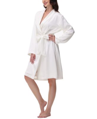 Madision Park Women's Gift Packed Satin Shell Fleece Lined Robe