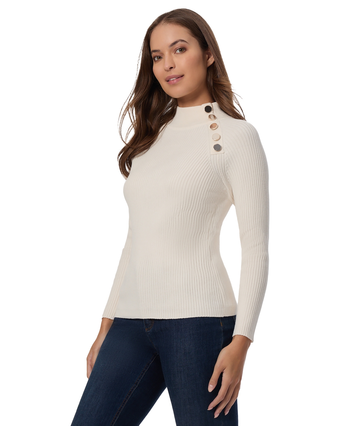 Jones New York Rib Raglan Sweater In Jones White