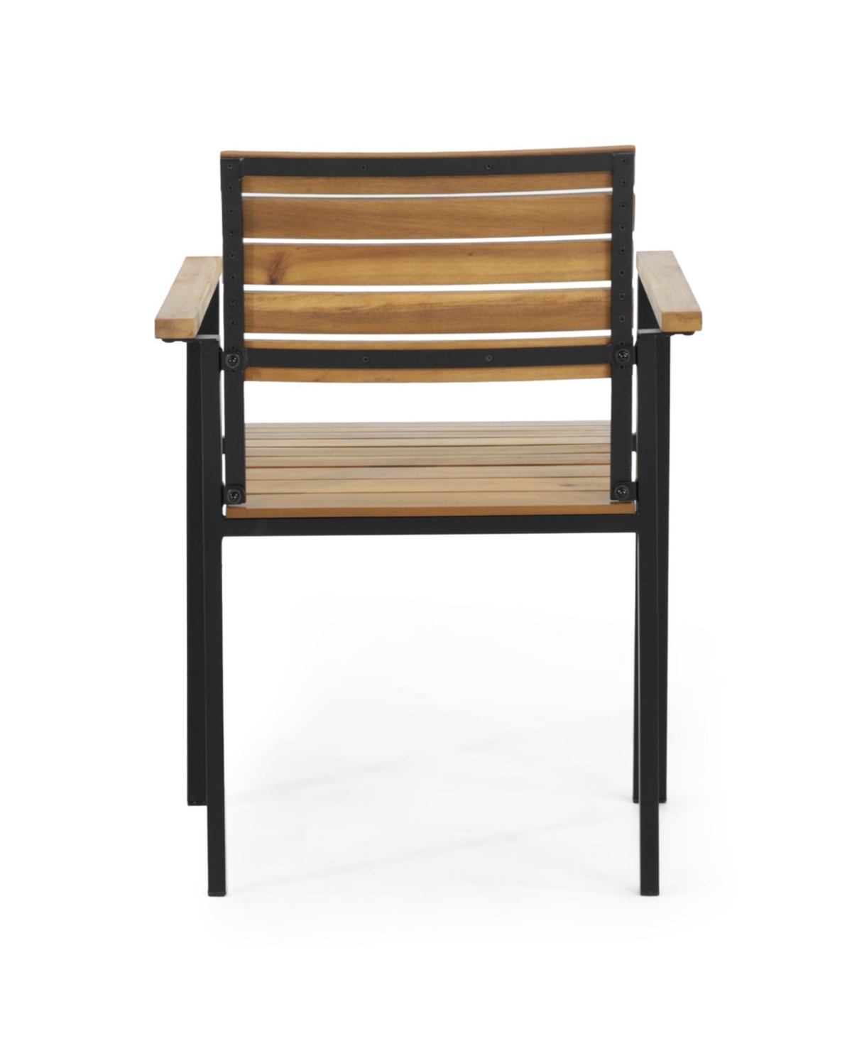 Streamdale Furniture Laris Wood And Metal Outdoor Dining Chair Set: Modern Industrial Style For Elevated Outdoor Dining - Teak+ black