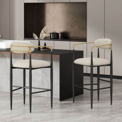Streamdale Modern Iron and Fabric Barstools