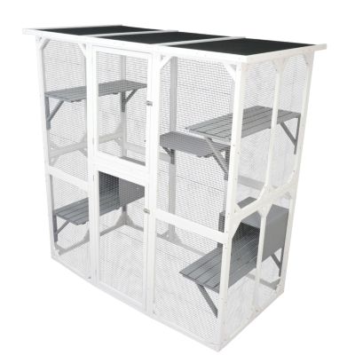 Streamdale Cat cage box lovely house cute pet play speace Wooden White Medium