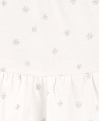 Baby Girl 2-Piece Snowflake Peplum Bodysuit Pant Set