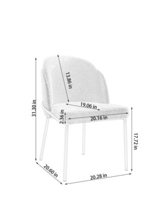 Modern Dining Chairs Set of 2 with Curved High Back, Brown Fabric Seats, Black Iron Legs