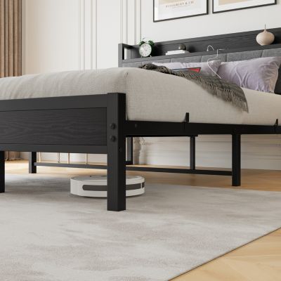 Streamdale Queen Bed Frame with Storage, Charging Station, Noise-Free