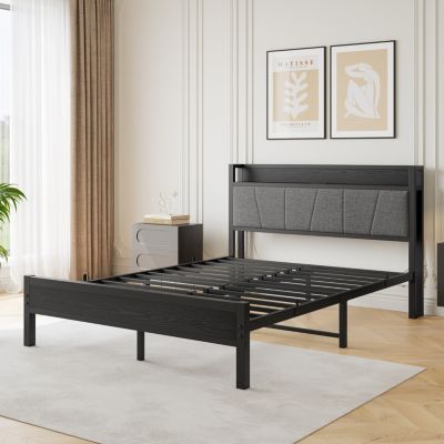 Streamdale Queen Bed Frame with Storage, Charging Station, Noise-Free