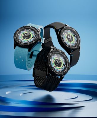 Men's Swiss Automatic Ocean Star Decompression Timer 1961 Black PVD Stainless Steel Mesh Bracelet Watch 41mm