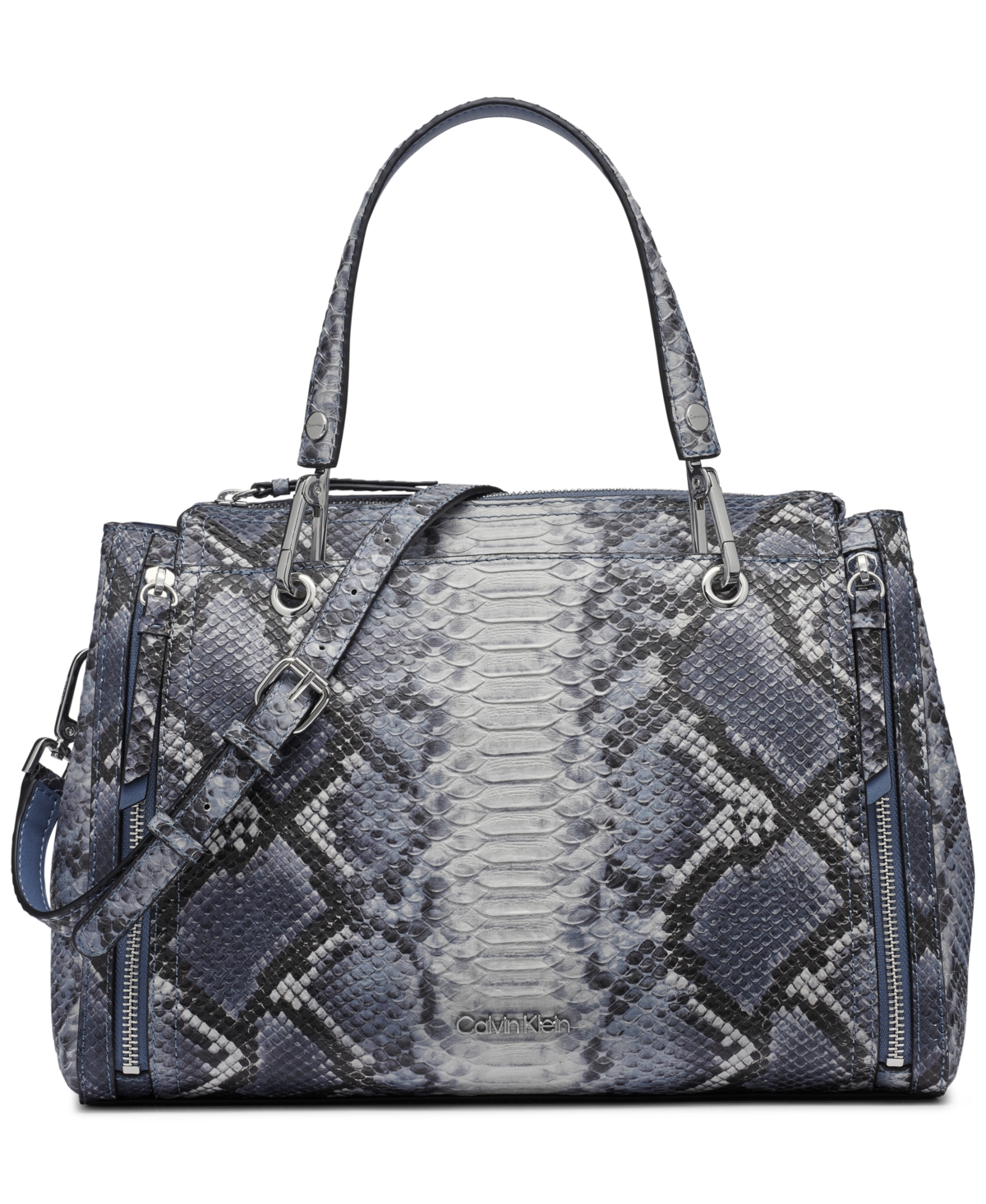 Calvin Klein Garnet Convertible Triple Compartment Satchel Bag In Blue Multi