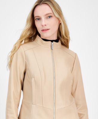 Petite Leather Racer Jacket