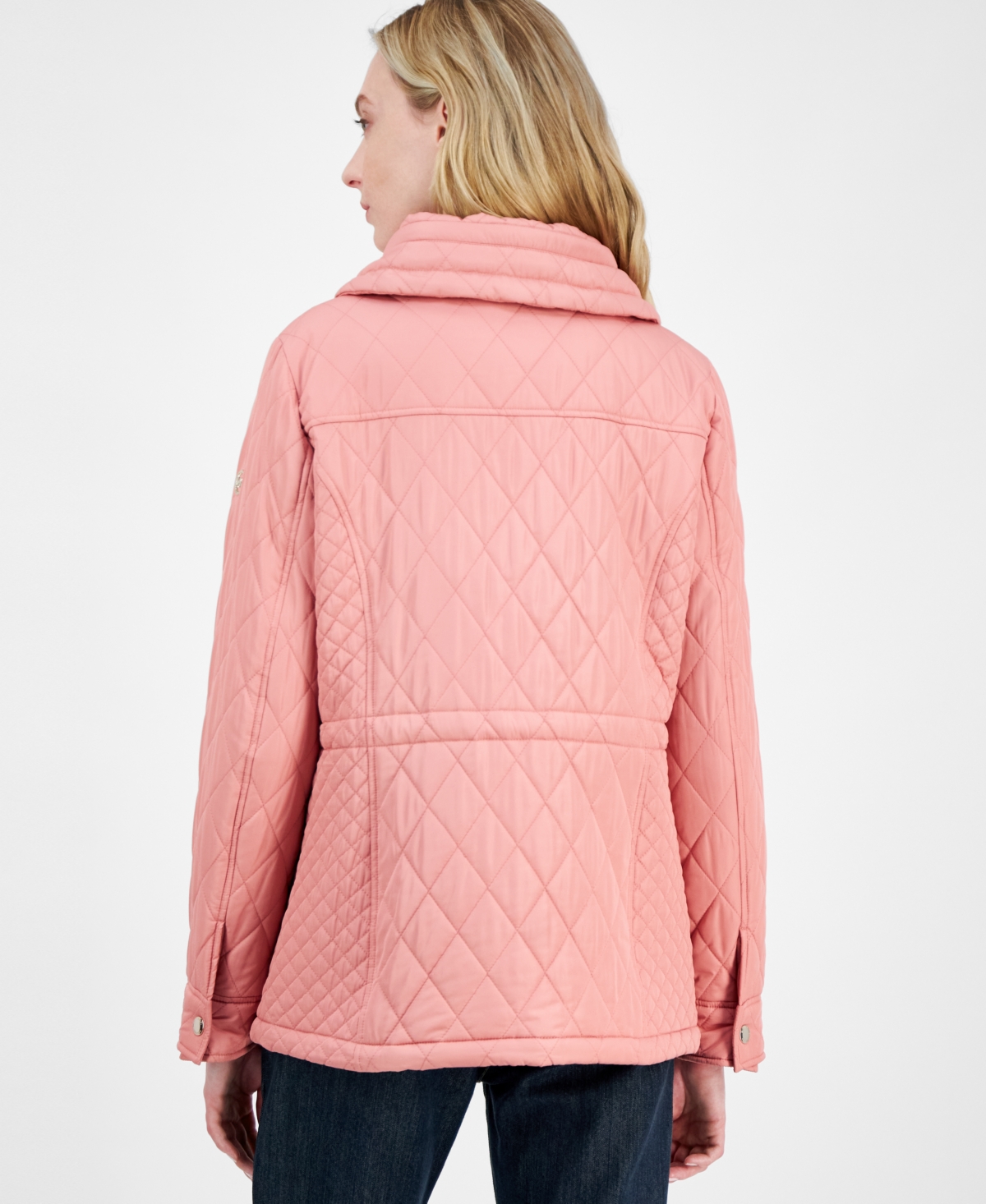 Michael Kors Michael  Petite Long-sleeve Anorak Quilted Coat In Pink