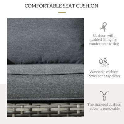 Patio Wicker Adirondack Chair, Outdoor All-Weather Rattan Fire Pit Chair w/ Soft Cushions, Tall Curved Backrest and Comfortable Armrests for Deck or Garden, Gray