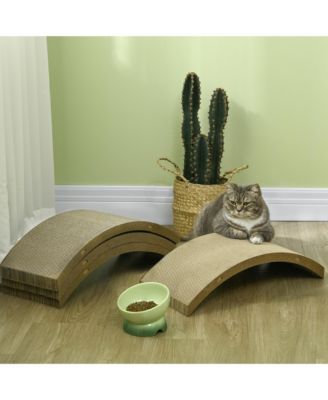 Cat Scratching Board, 4 Pack Cat Scratcher for Indoor Cats, Reversible Cat Scratching Post Replacement for Cat Wheel, Brown