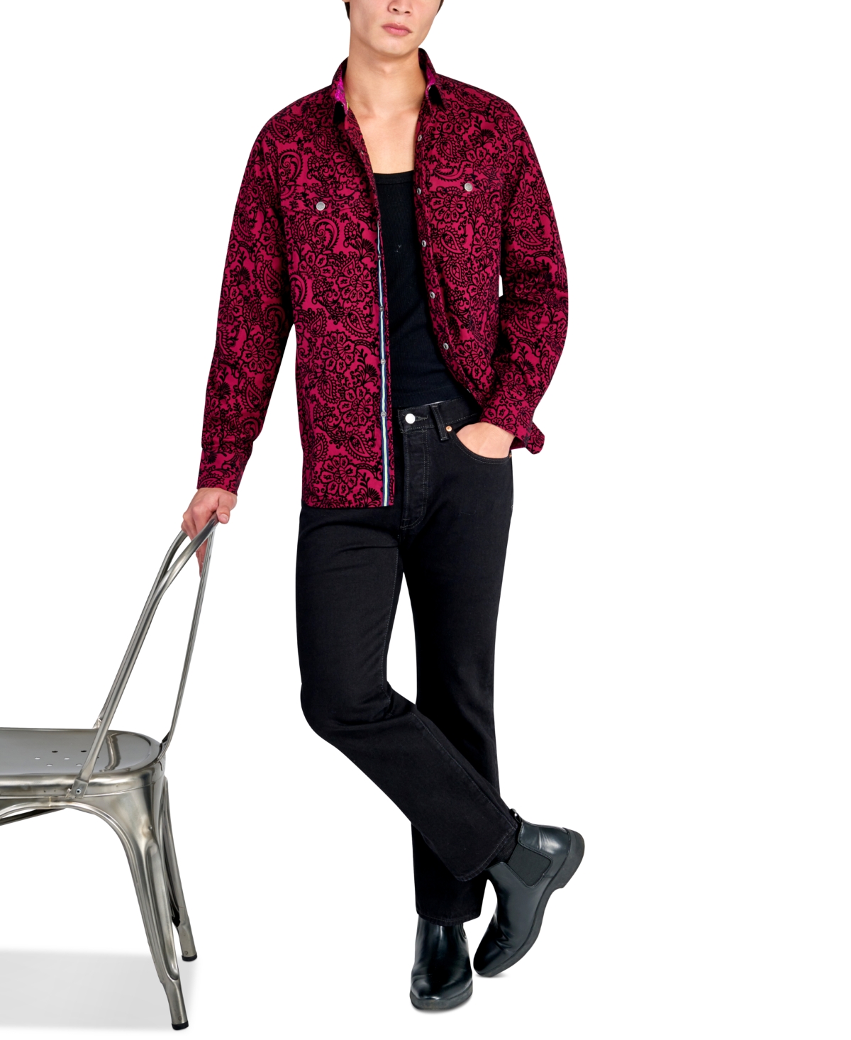 Society of Threads Men's Regular-Fit Paisley Shirt