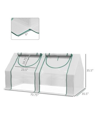 6' x 3' x 3' Portable Greenhouse, Garden Green House with 2 PE/Plastic Covers, Steel Frame and 2 Roll Up Windows, Clear