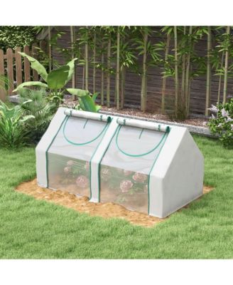 6' x 3' x 3' Portable Greenhouse, Garden Green House with 2 PE/Plastic Covers, Steel Frame and 2 Roll Up Windows, Clear