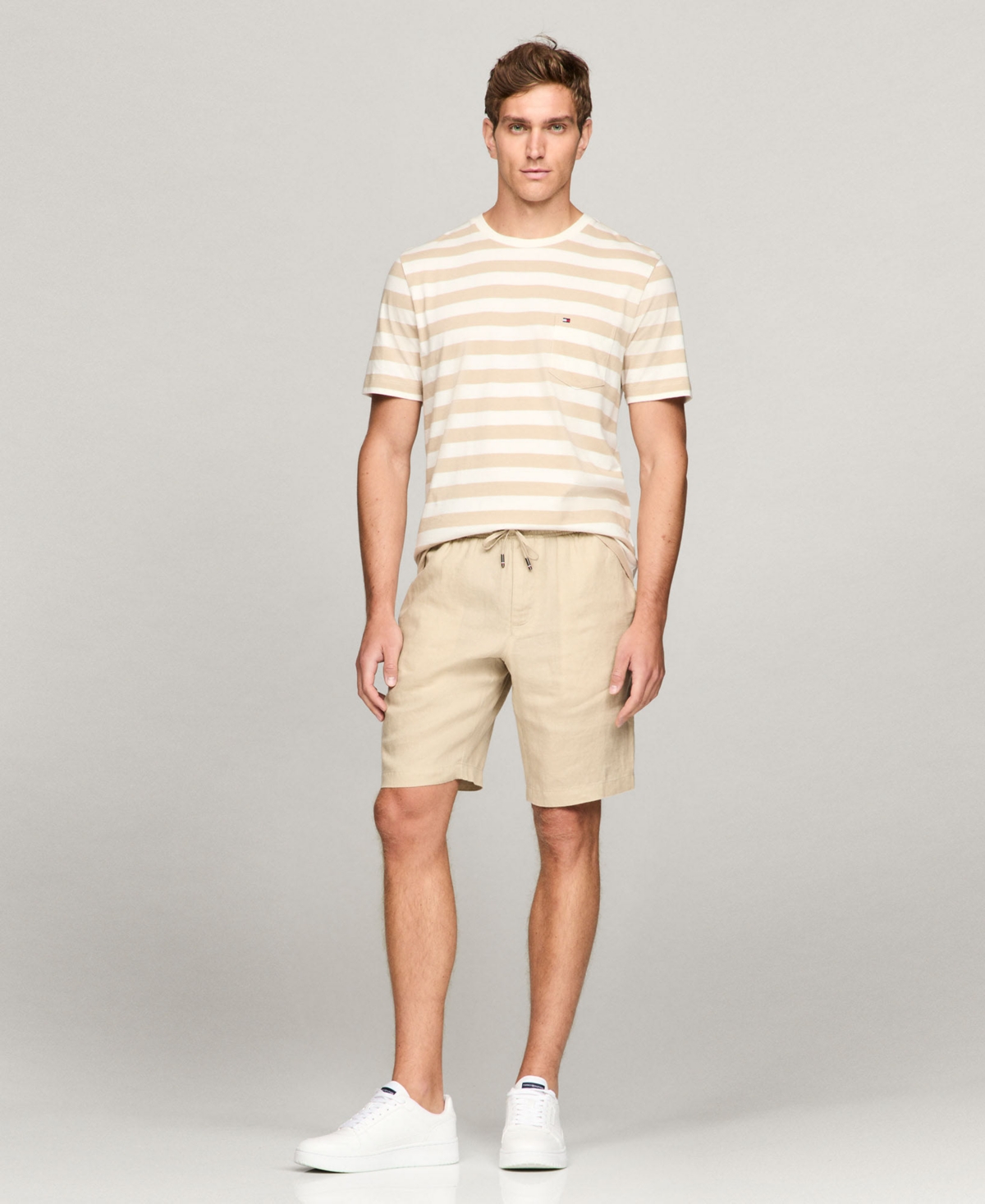 Shop Tommy Hilfiger Men's Essential Solid Pocket T-shirt In Ivory Petal,sandalwood