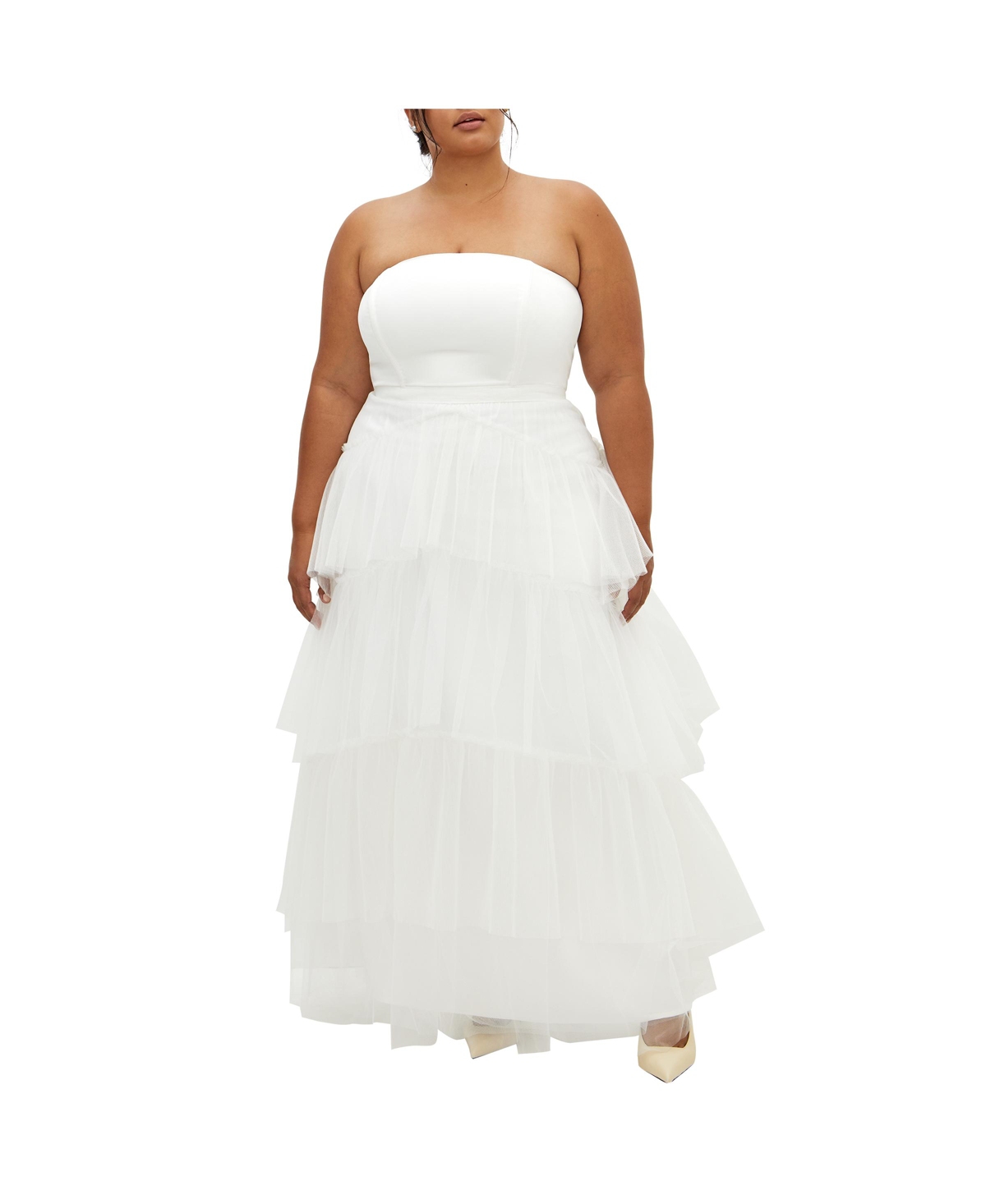 Plus Size Sweetheart Tulle Maxi Dress - Coconut
