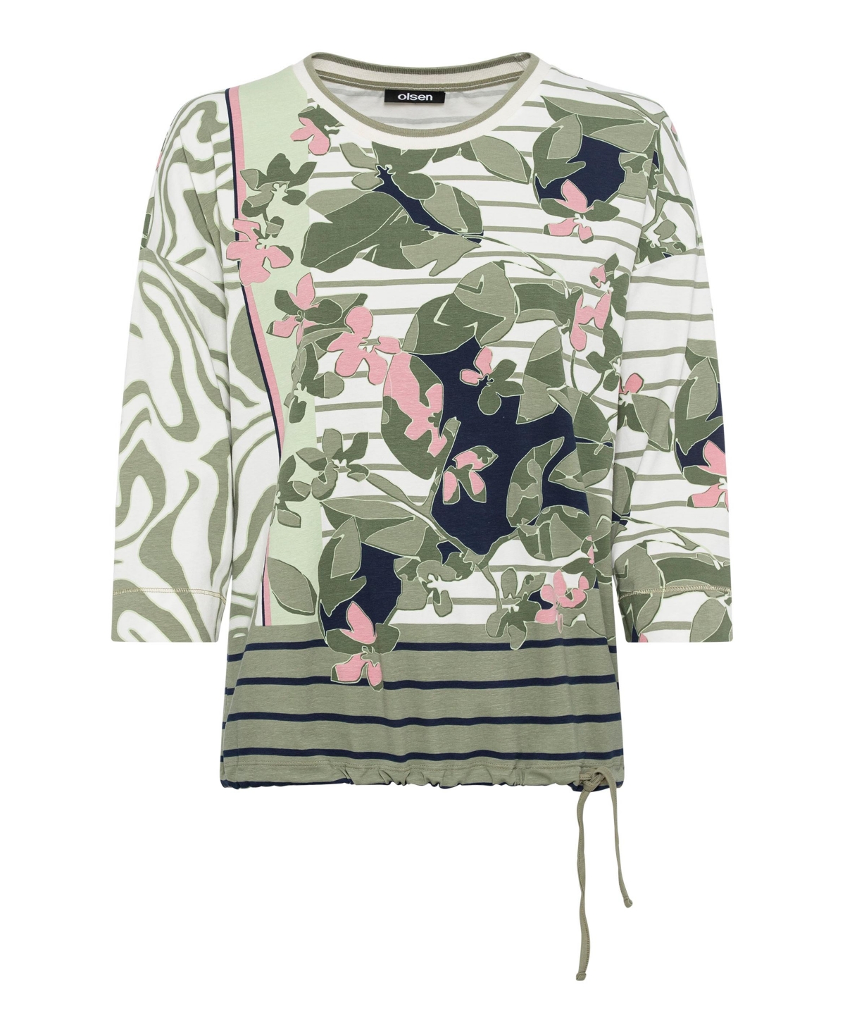 Olsen Women's Cotton Blend Multi-Print T-Shirt