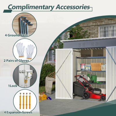 Streamdale 6'x4' Outdoor Metal Storage Shed for Garden Tools Lockable Door
