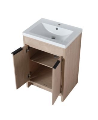 Eco-Friendly Freestanding Bathroom Vanity with Adjustable Shelves and Soft-Closing Doors