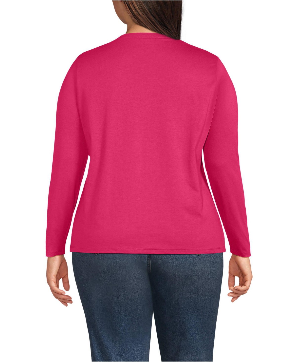 Lands' End Plus Size Relaxed Supima Cotton Long Sleeve Crew Neck T-Shirt