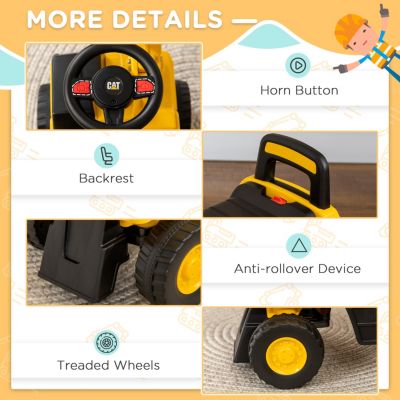 Excavator Ride on Toy, CAT Licensed Kids Manual Pedal Ride on Excavator with Manual Shovel, Horn, Hidden Storage for 18-36 Months Boys and Girls, Yellow