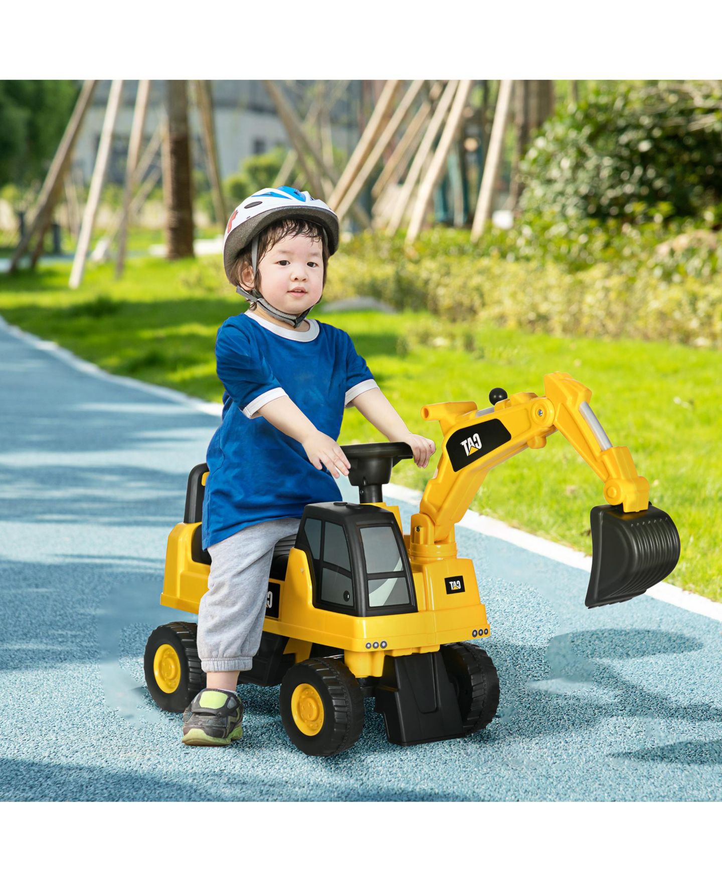 Детская игрушка Streamdale Furniture CAT Excavator Ride-On Toy with Manual Shovel, 55 lbs Capacity, Ages 18-36 Months, цвет: Жёлтый — фото 9