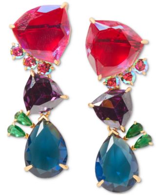 kate spade new york - Kate Spade New York Gold-Tone Mixed Stone Cluster Linear Drop Earrings
