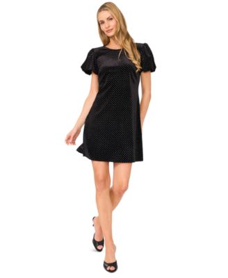 Women's Embellished Velvet Bubble-Sleeve Dress