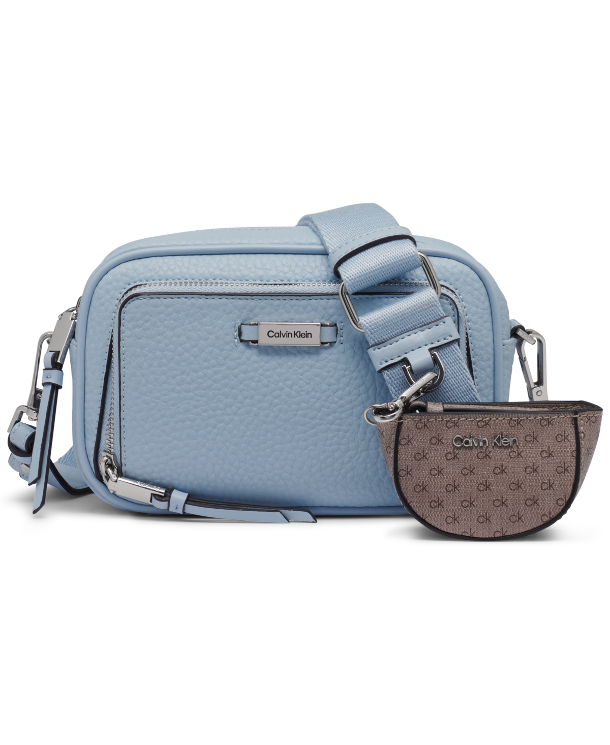 Calvin Klein Zulle Top Zipper Camera Bag With Signature Hang Off In Dusty Blue