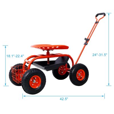 Swivel Seat Garden Cart with Tool Tray (Refurbished)