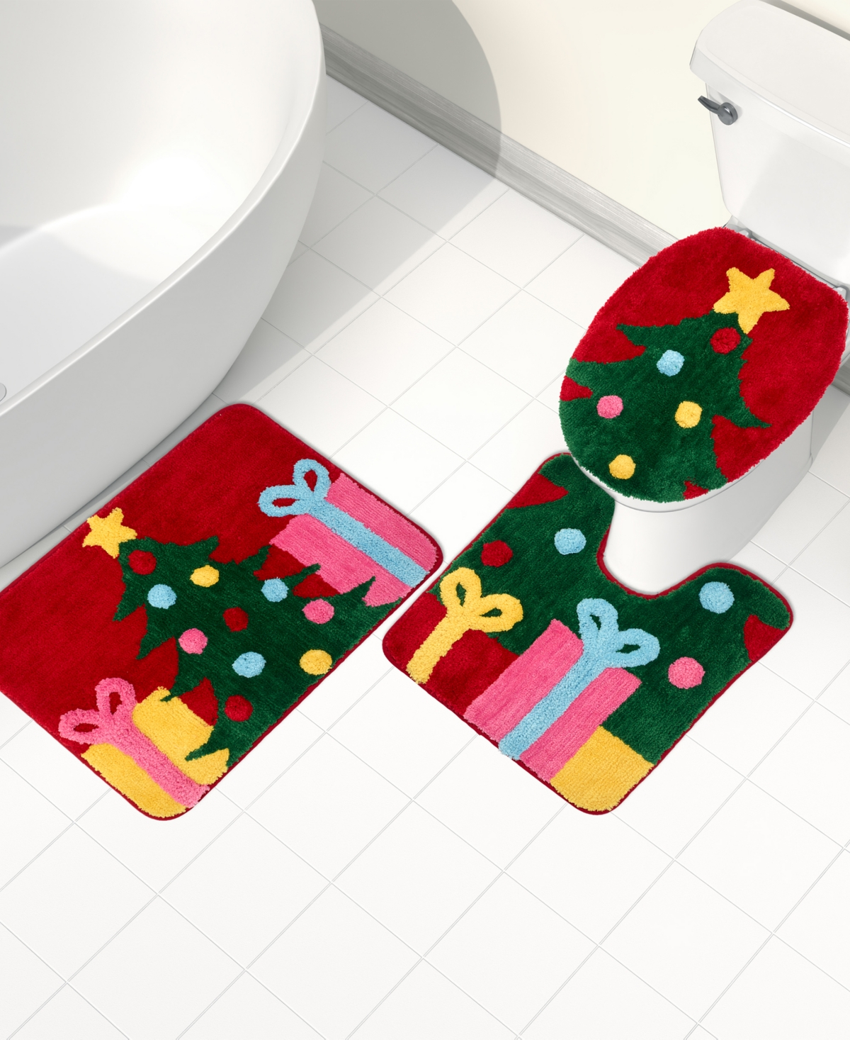Avanti Christmas Tree Polyester Bath Rug Se In Multi Color