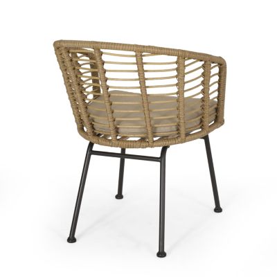 Modern Wicker Chair With Angled Legs And Water-Resistant Cushions