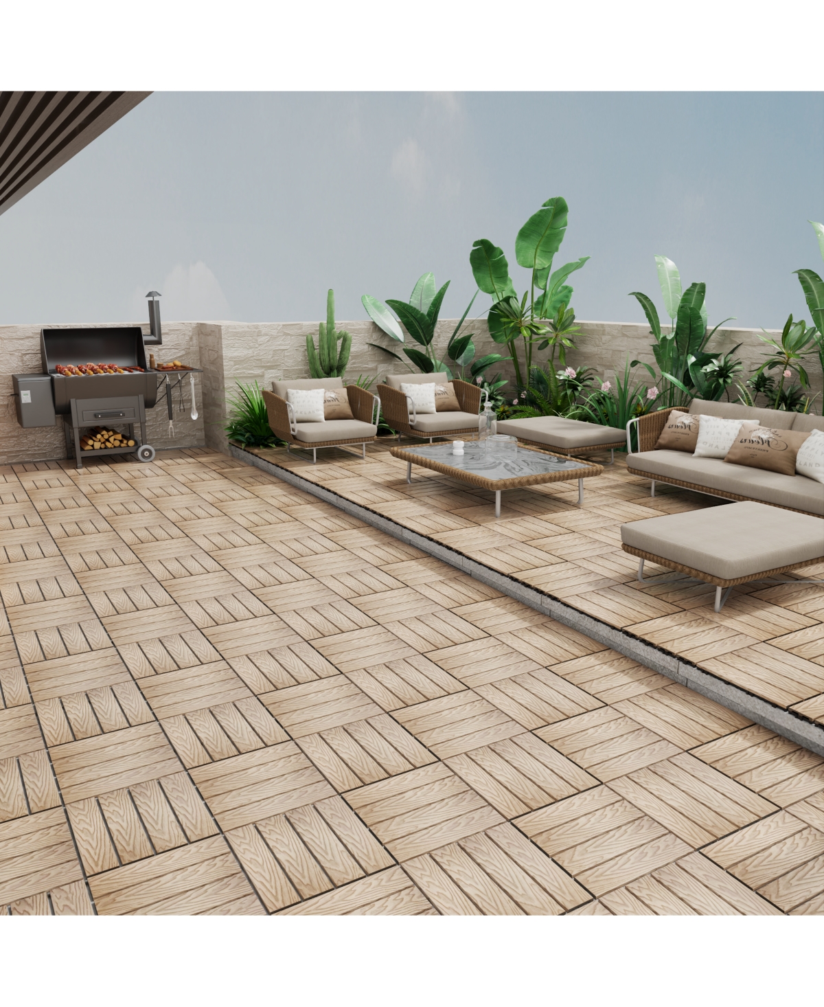 Streamdale Furniture Wpc Interlocking Deck Tiles, 11-Pack