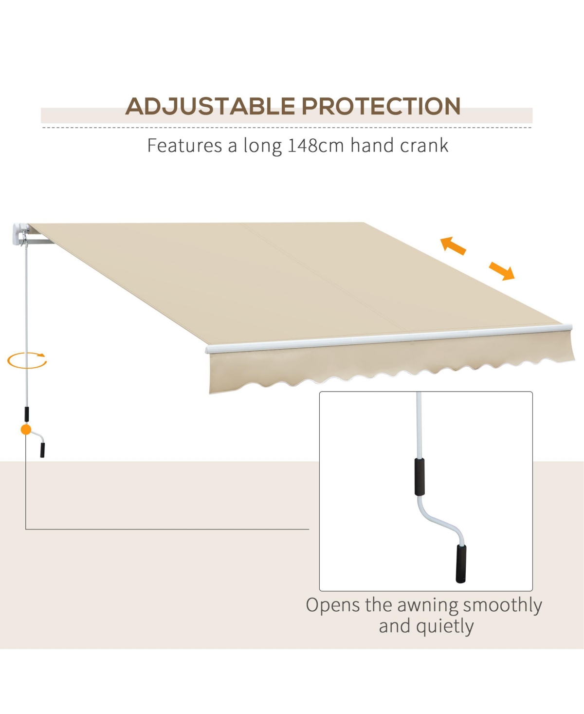 Streamdale Furniture 12' x 8' Retractable Awning Patio Awnings Sun Shade Shelter with Manual Crank Handle, 280g/m Uv & Water-Resistant Fabric and Alum