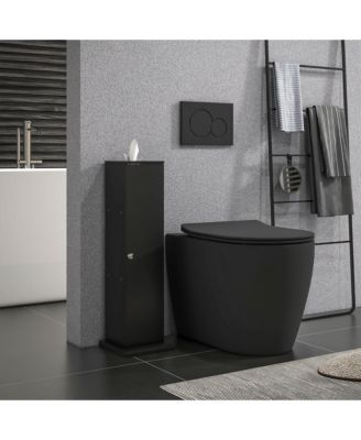 Toilet Paper Cabinet, Small Bathroom Corner Floor Cabinet with Doors and Shelves, Thin Storage Bathroom Organizer for Paper Shampoo, Black