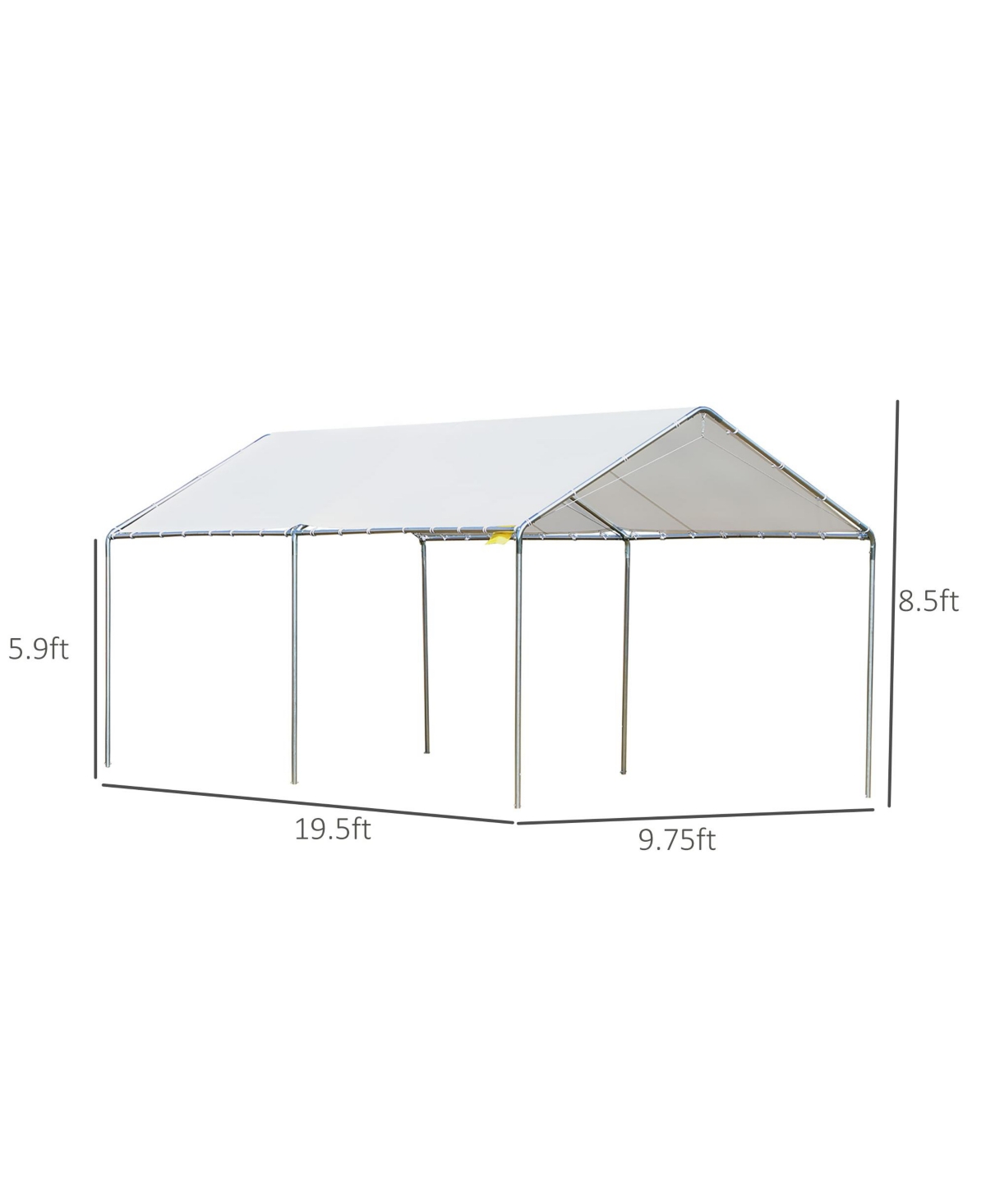Streamdale Furniture 10'x20' Carport Heavy Duty Galvanized Car Canopy with Included Anchor Kit, 3 Reinforced Steel Cables,- White