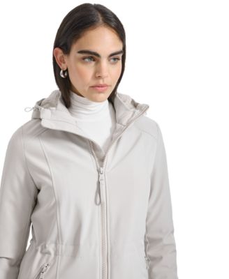 Womens Hooded Faux-Fur-Lined Anorak Raincoat