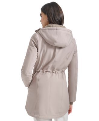 Womens Hooded Faux-Fur-Lined Anorak Raincoat