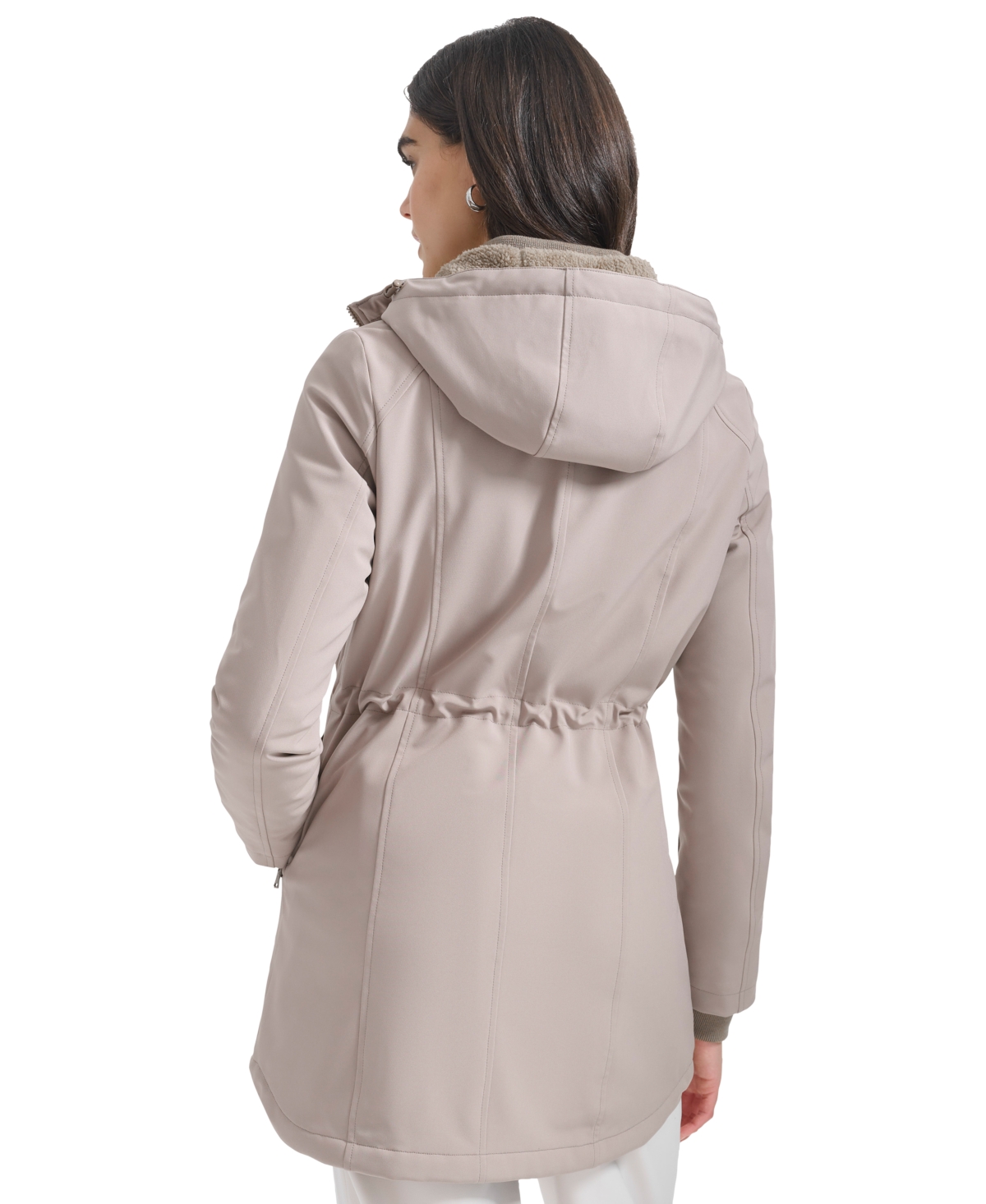 Calvin Klein Womens Hooded Faux-Fur-Lined Anorak Raincoat