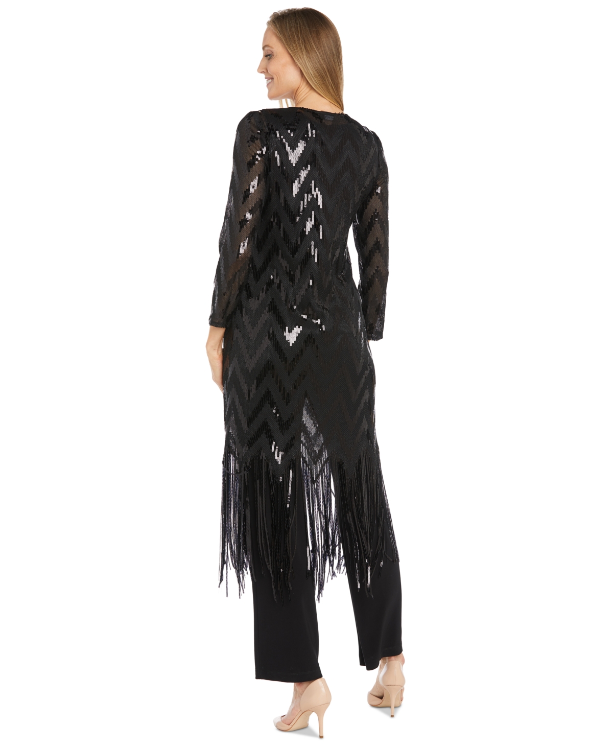 R & M Richards Women's Fringe-Trim Sequined Jacket, Top & Pants