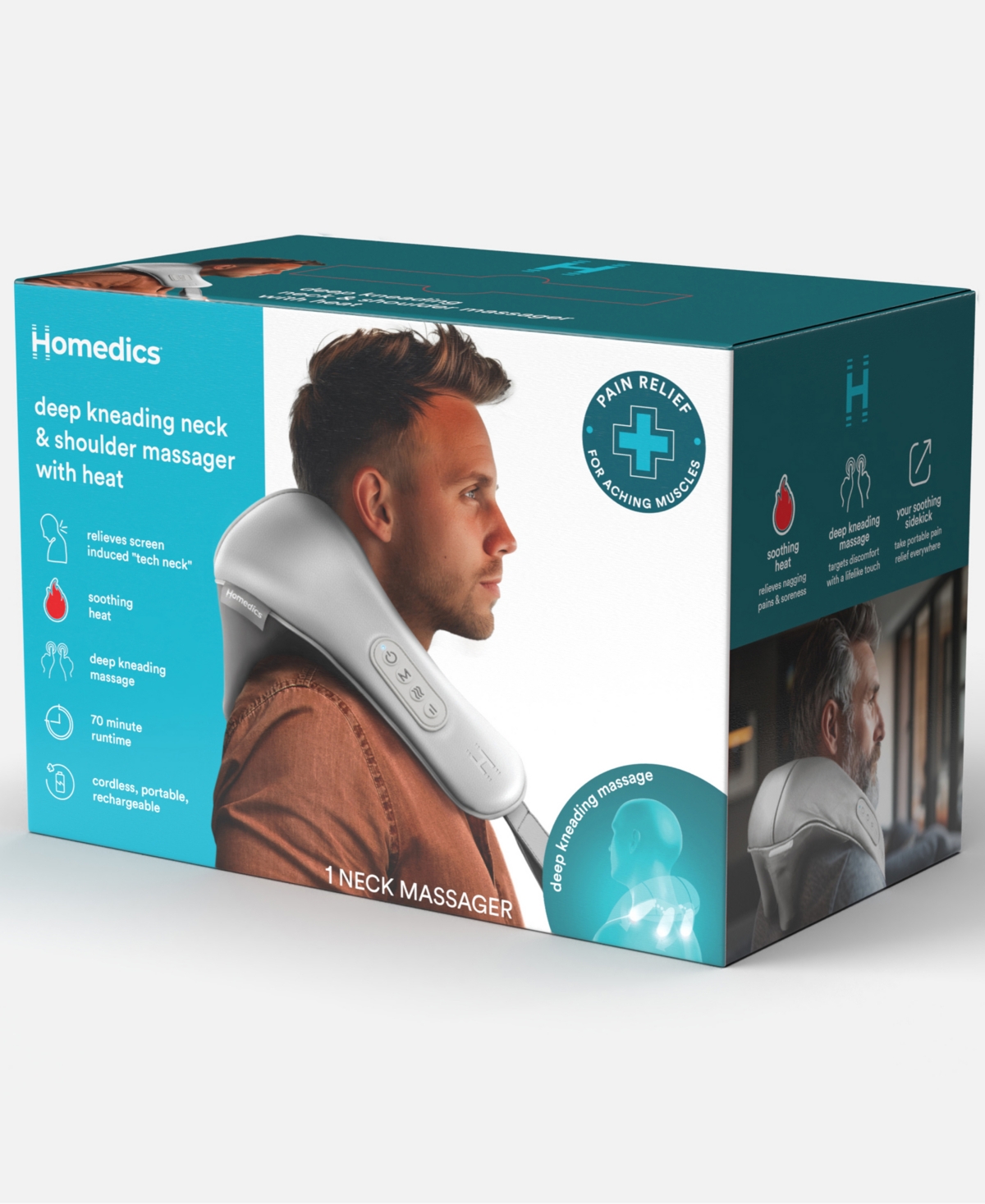 Homedics Hands Free Kneading Neck Shoulder Massager With Heat In Gray