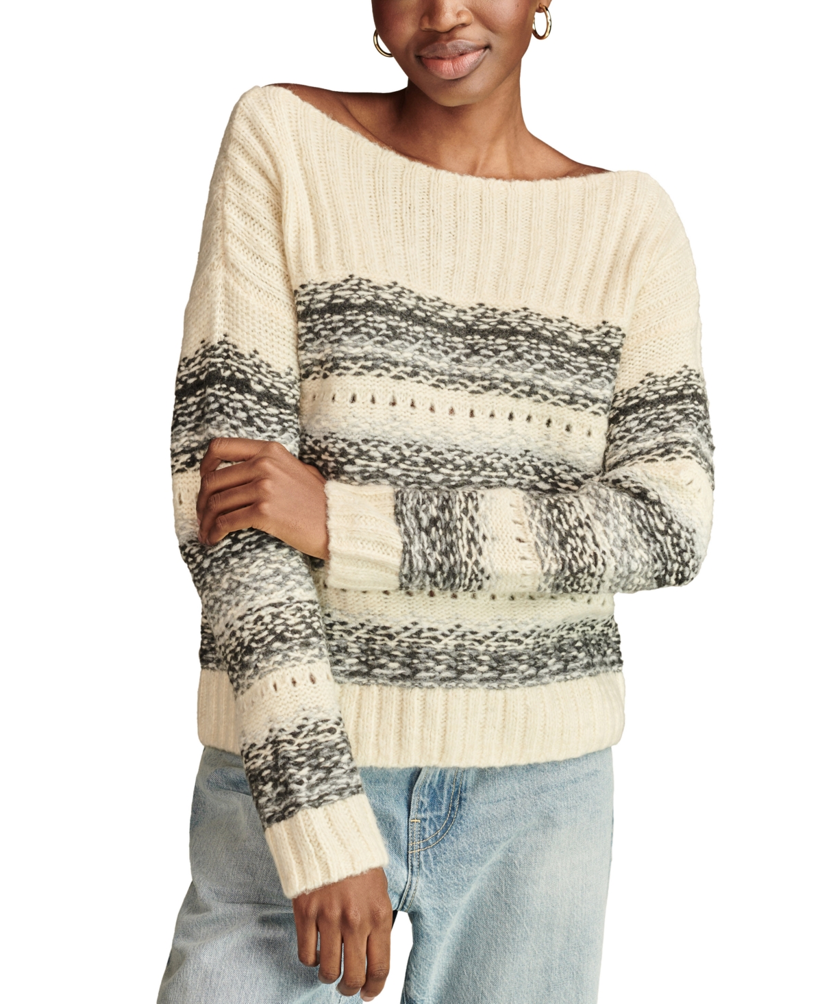LUCKY BRAND WOMEN'S FAIR ISLE BOATNECK SWEATER 